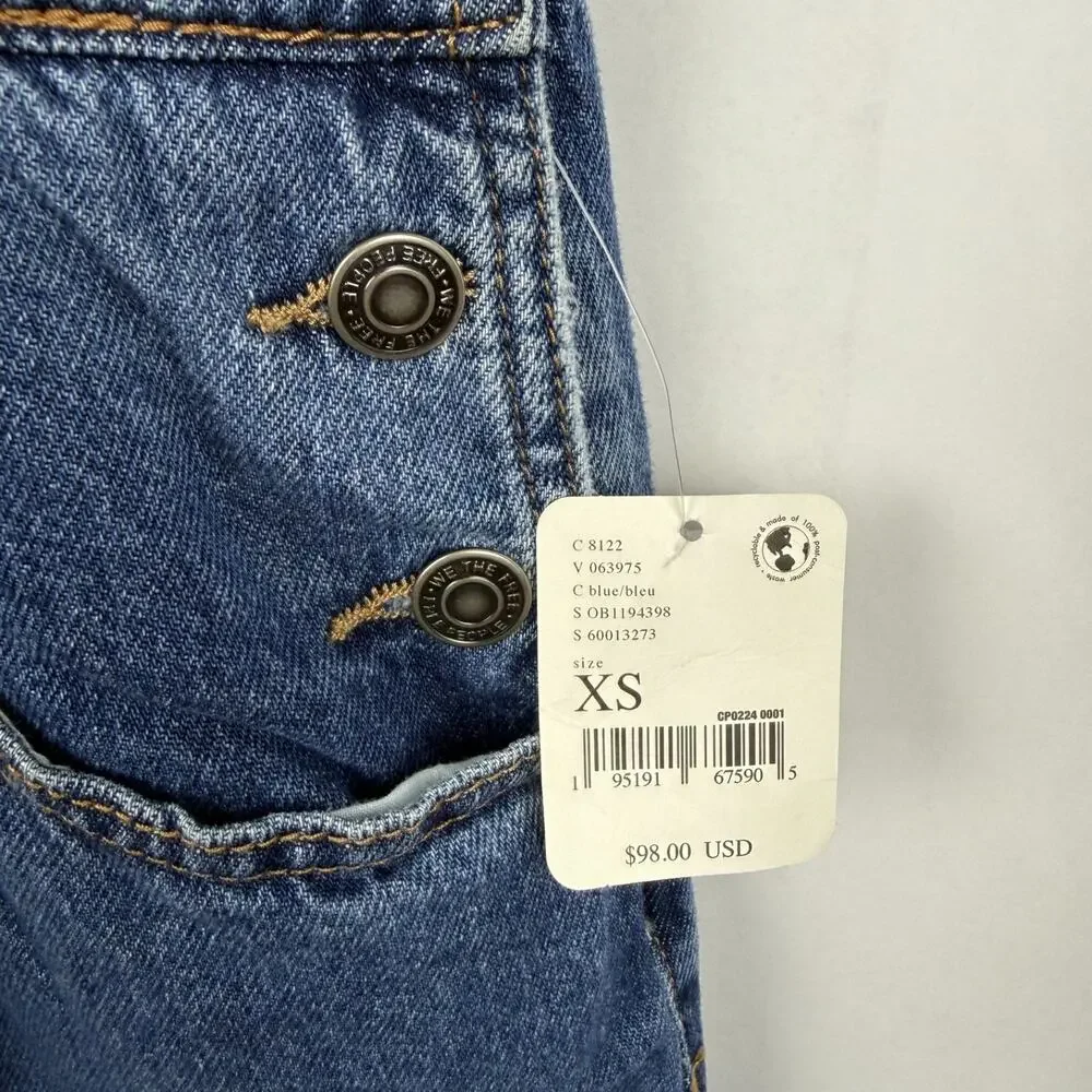 Free People We the Free Ziggy Blue Denim Overalls NWT Women's Size XS